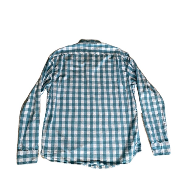 J Crew long sleeve button down shirt blue white check XL - Picture 2 of 14